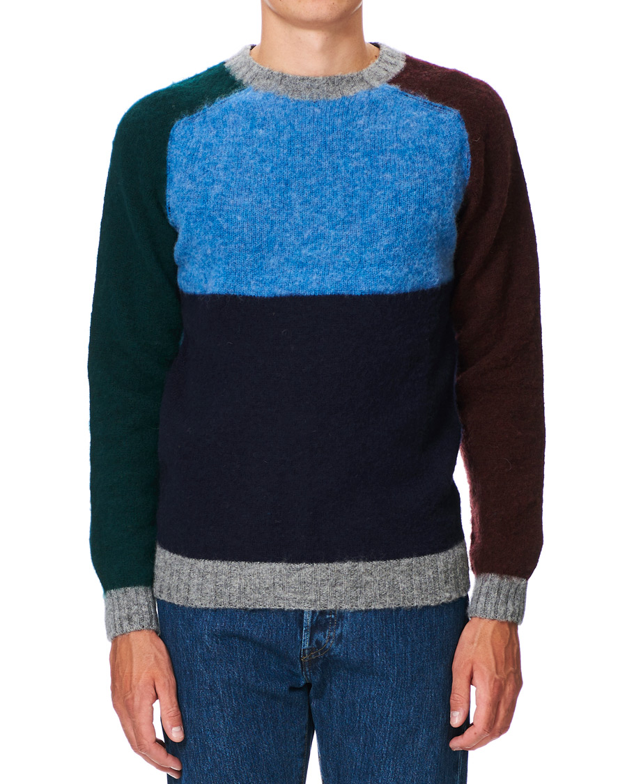 Herre | Gensere | Howlin' | Brushed Wool Colour Block Sweater Med Grey