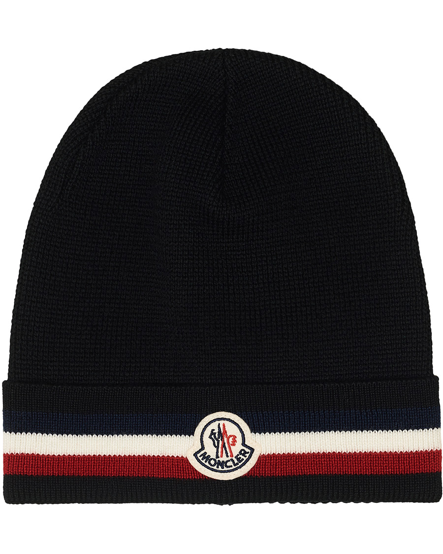 Herre | Moncler Striped Beanie Black | Moncler | Striped Beanie Black