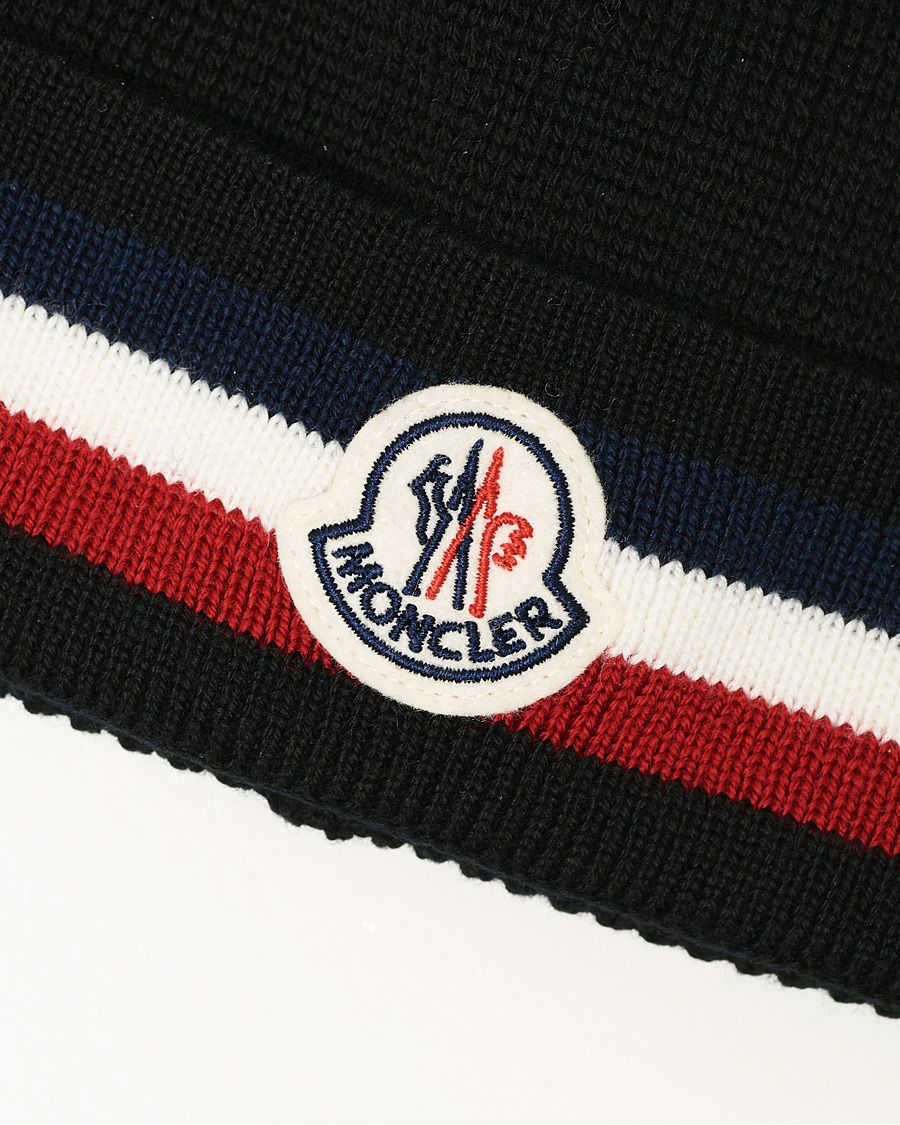 Herre | Moncler Striped Beanie Black | Moncler | Striped Beanie Black