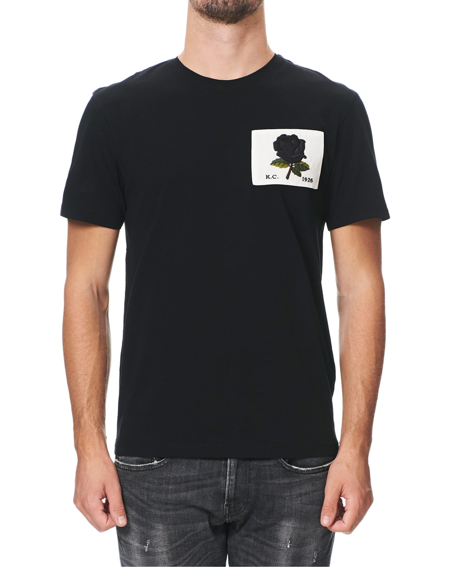 Herre | T-Shirts | Kent & Curwen | Rose Embroidered T-Shirt Black