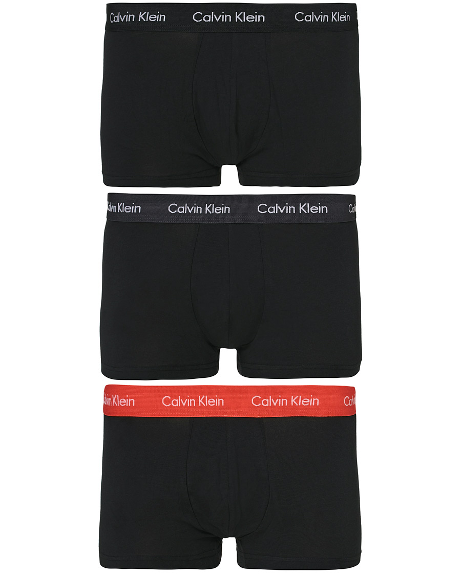 Herre | Undertøy | Calvin Klein | Cotton Stretch 3-Pack Low Rise Trunk Black/Coral/Grey