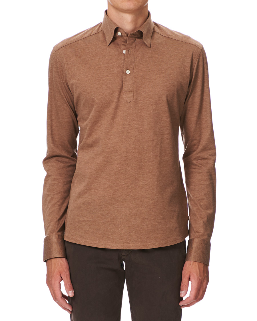 Herre | Skjorter | Eton | Slim Fit Pique Button Under Poloshirt Nougat