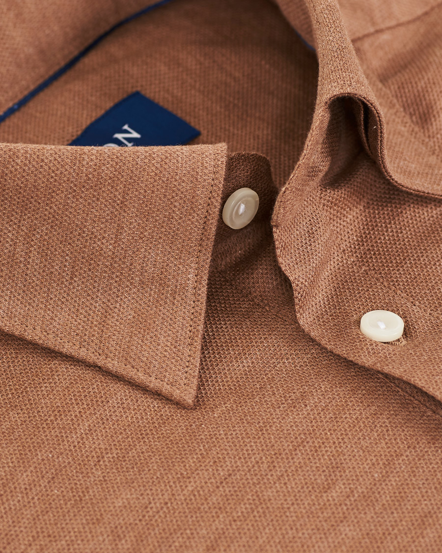 Herre | Skjorter | Eton | Slim Fit Pique Button Under Poloshirt Nougat