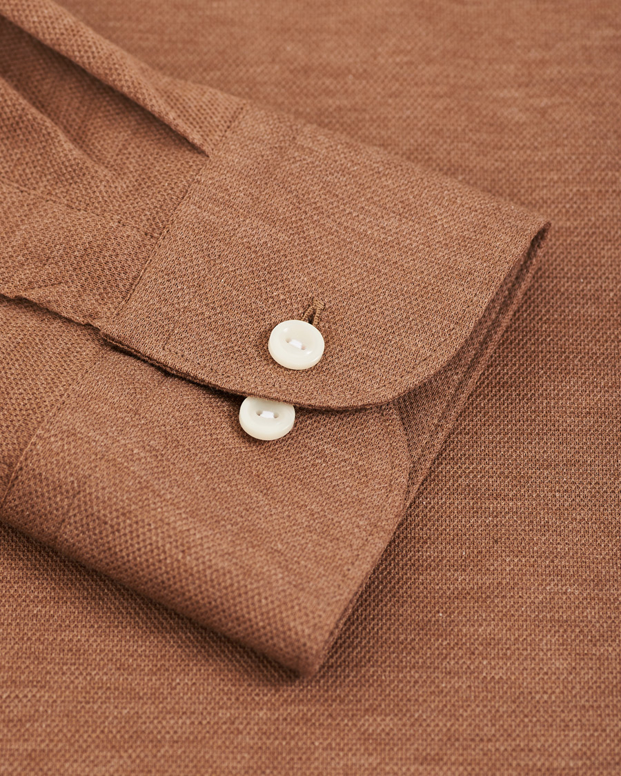 Herre | Skjorter | Eton | Slim Fit Pique Button Under Poloshirt Nougat