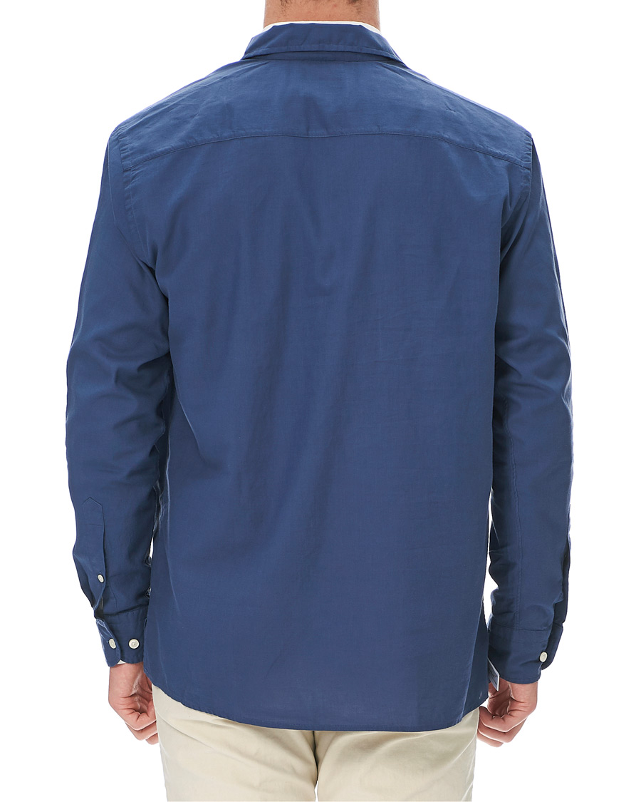 Herre | Skjorter | Eton | Slim Fit Cotton Half Zip Shirt Blue