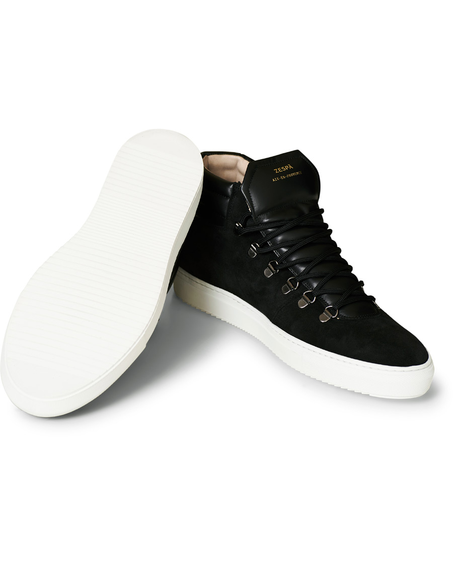 Herre | Zespà ZSP2 High Top Suede Sneakers Black | Zespà | ZSP2 High Top Suede Sneakers Black