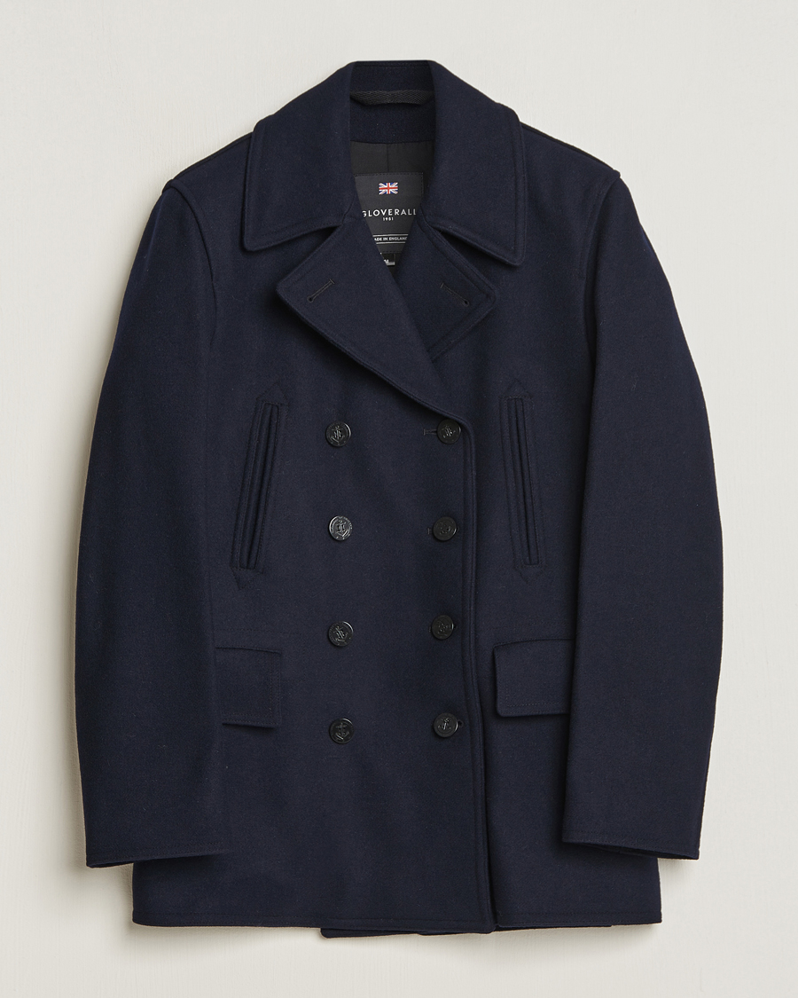 Herre | Jakker | Gloverall | Churchill Reefer Peacoat Navy