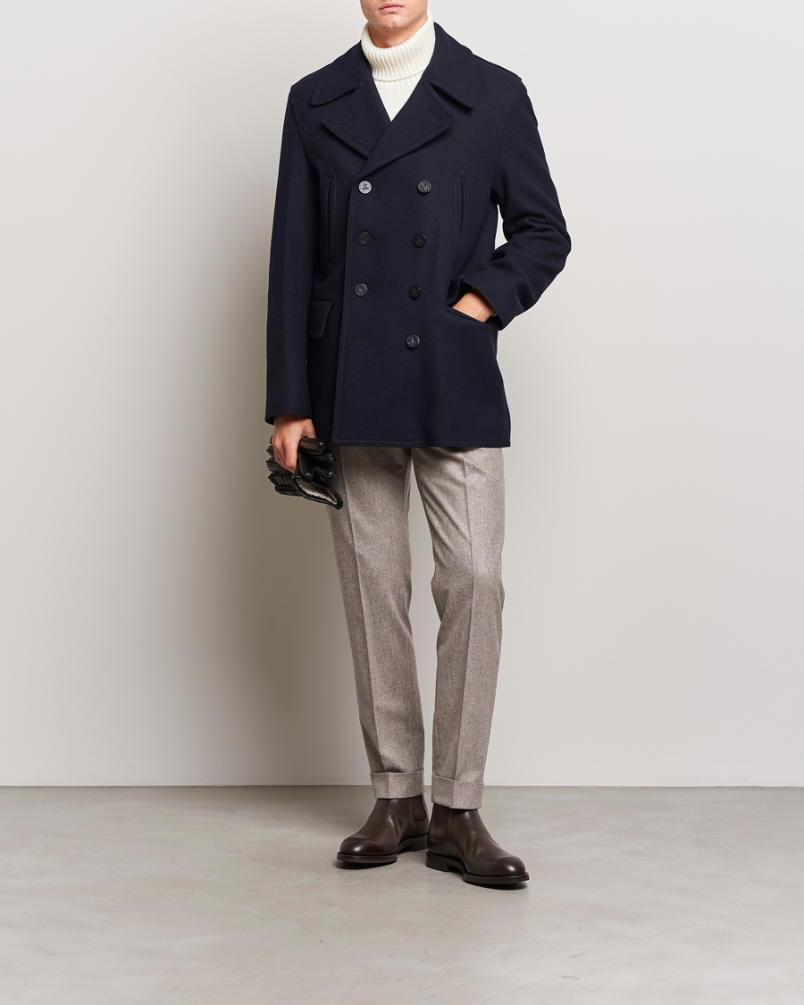 Herre | Jakker | Gloverall | Churchill Reefer Peacoat Navy