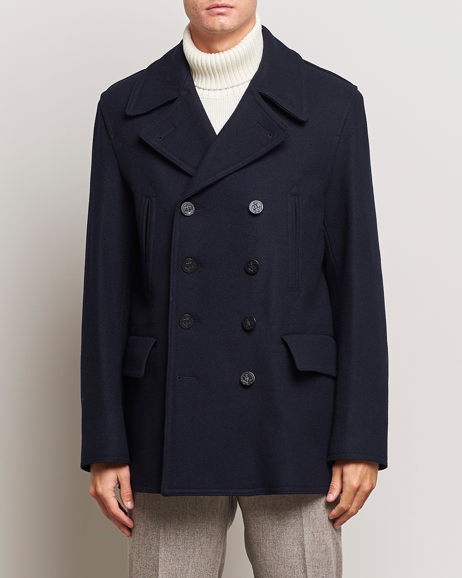 Herre | Jakker | Gloverall | Churchill Reefer Peacoat Navy
