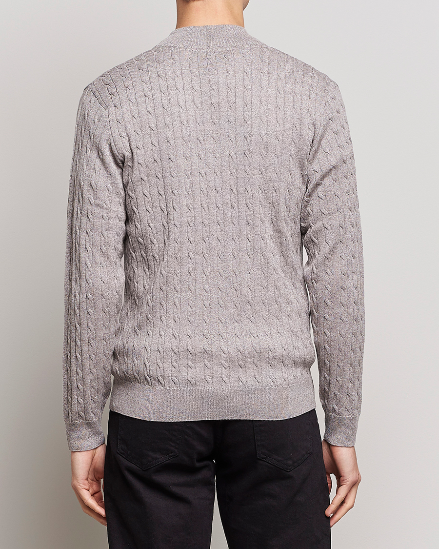 Herre | Gensere | Stenströms | Merino Wool Cable Half Zip Beige