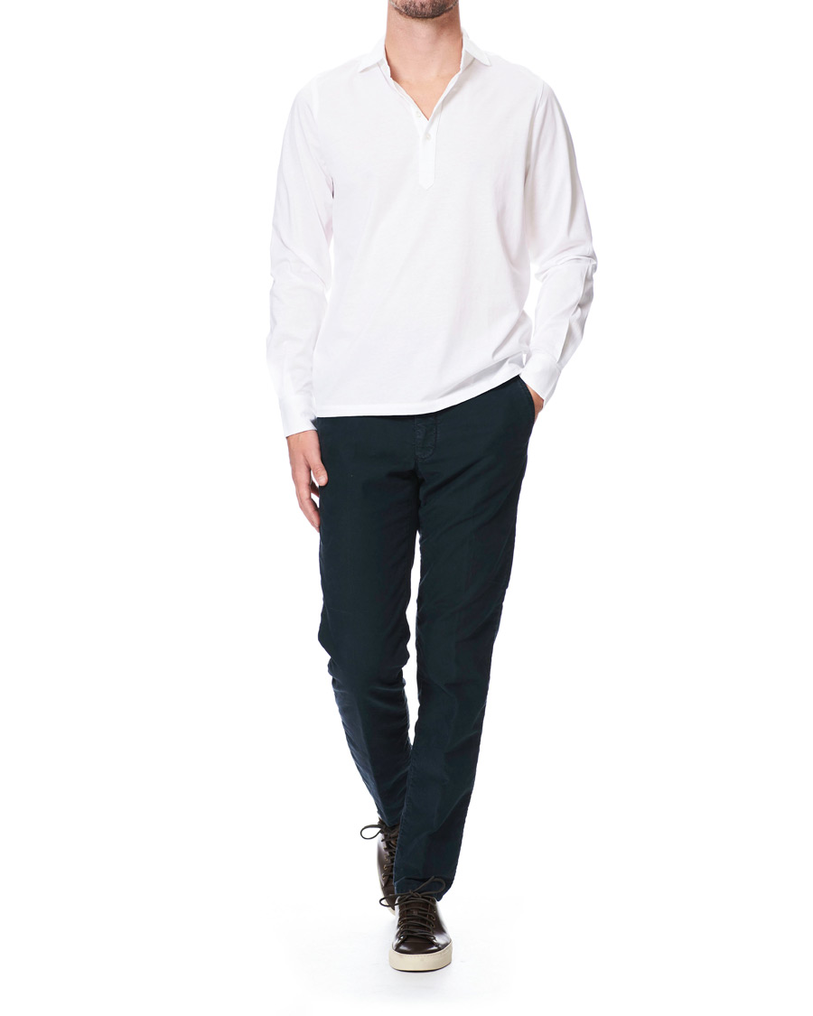 Herre | Skjorter | Stenströms | Cotton Popover Poloshirt White
