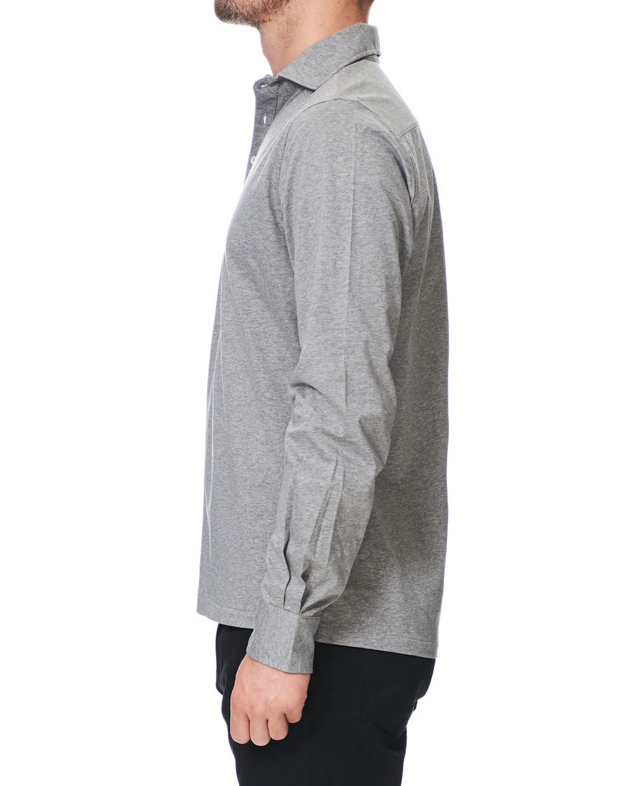 Herre | Skjorter | Stenströms | Cotton Popover Poloshirt Grey Melange