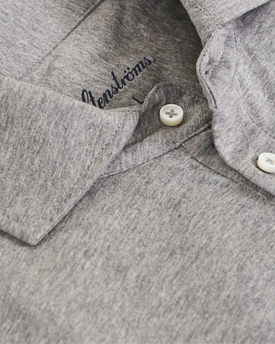 Herre | Skjorter | Stenströms | Cotton Popover Poloshirt Grey Melange