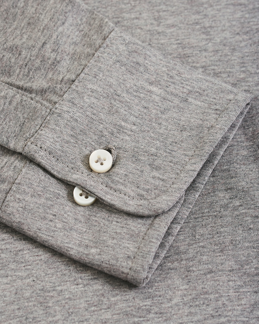 Herre | Skjorter | Stenströms | Cotton Popover Poloshirt Grey Melange