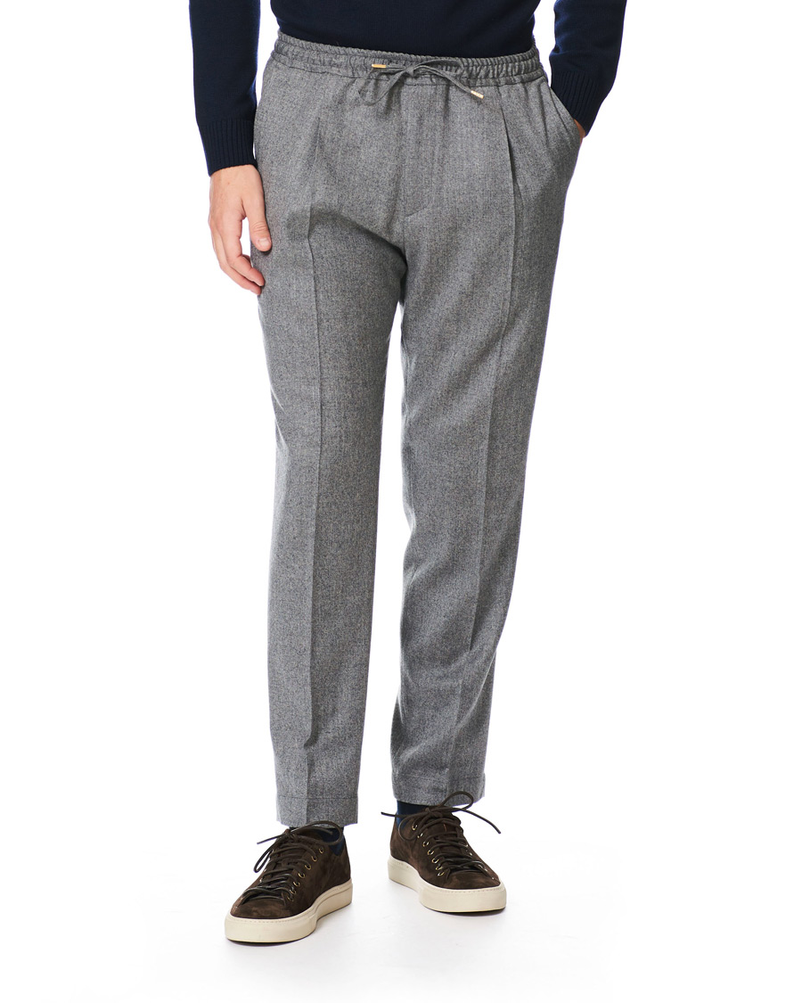 Herre | Bukser | Briglia 1949 | Drawstring Flannel Trousers Light Grey