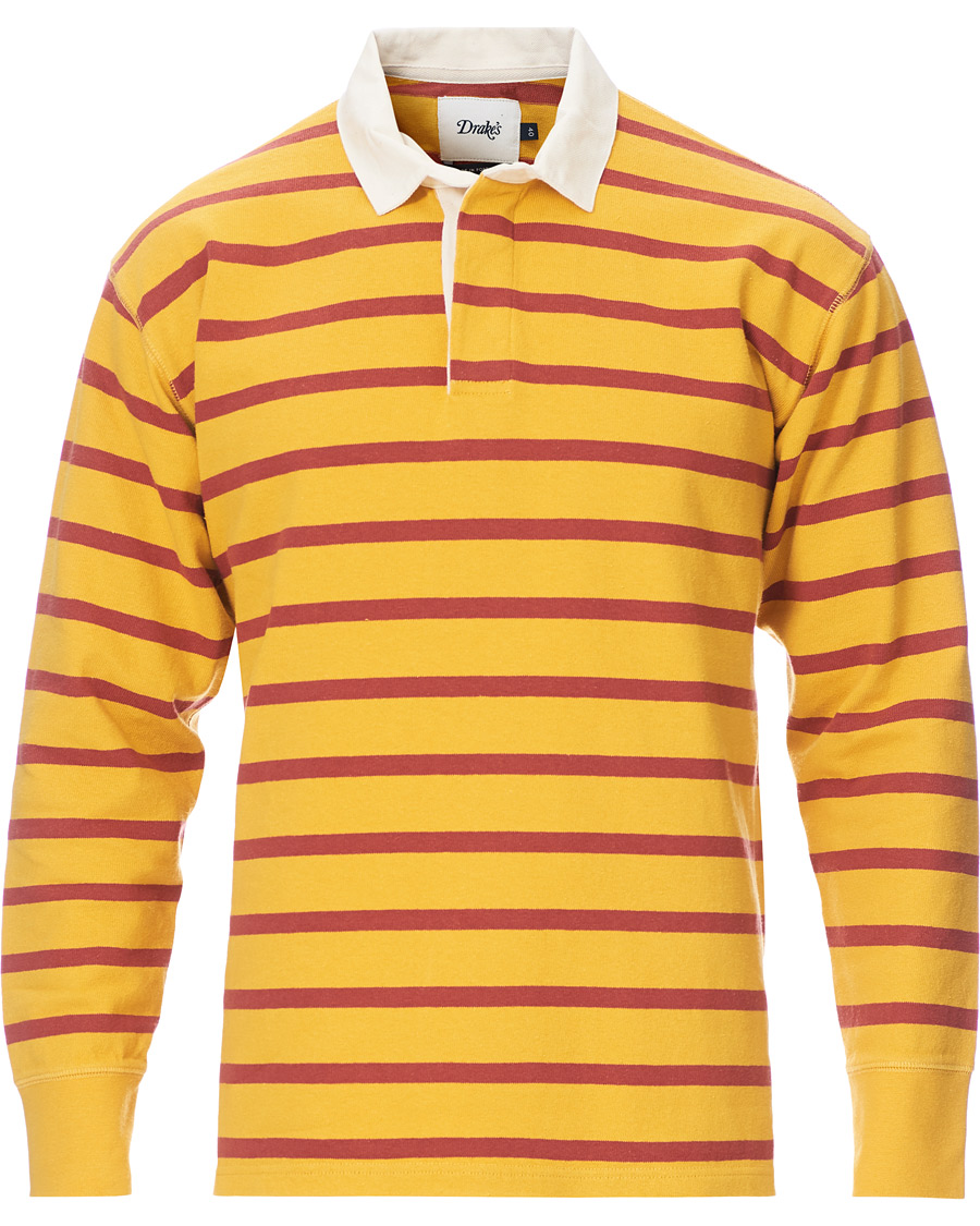Herre | Gensere | Drake's | Long Sleeve Rugby Strype Yellow/Red