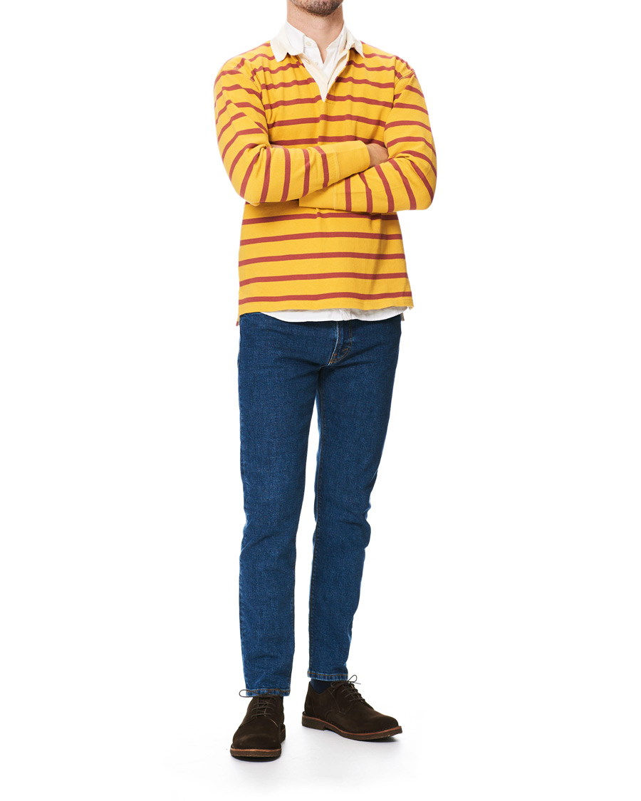 Herre | Gensere | Drake's | Long Sleeve Rugby Strype Yellow/Red