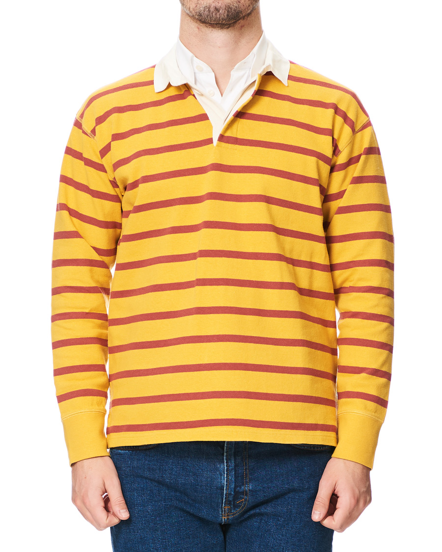 Herre | Gensere | Drake's | Long Sleeve Rugby Strype Yellow/Red