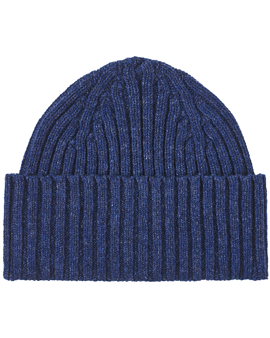 Herre | Drake's Lambswool Ribbed Hat Blue | Drake's | Lambswool Ribbed Hat Blue