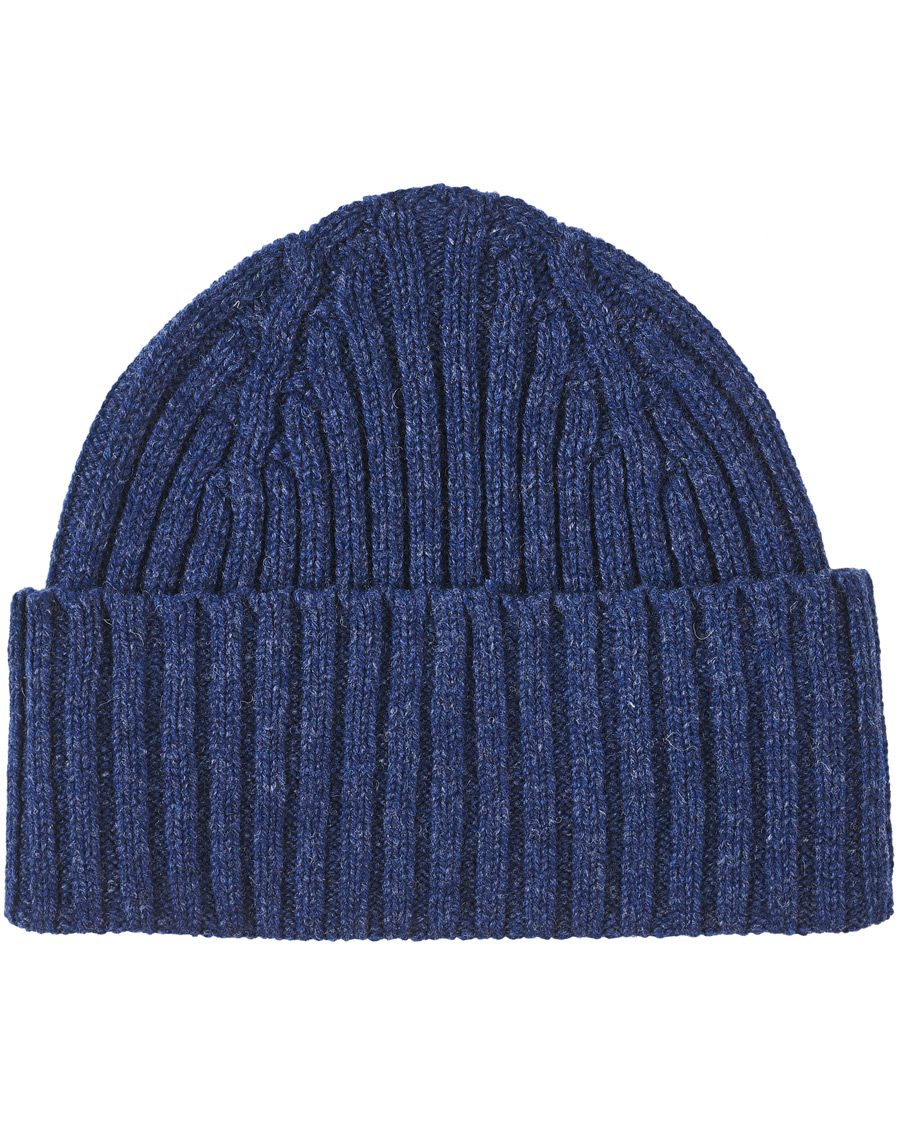 Herre | Drake's Lambswool Ribbed Hat Blue | Drake's | Lambswool Ribbed Hat Blue