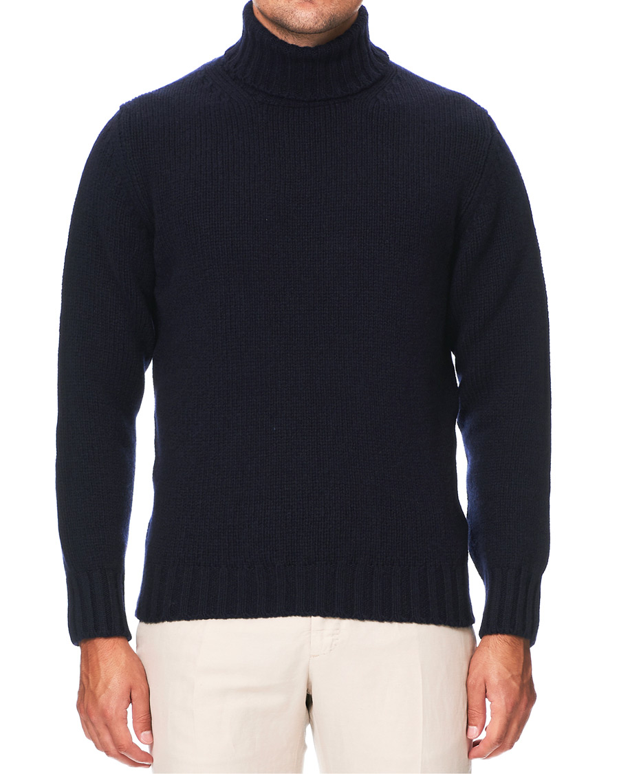 Herre | Gensere | Drake's | Lambswool Rollneck Navy