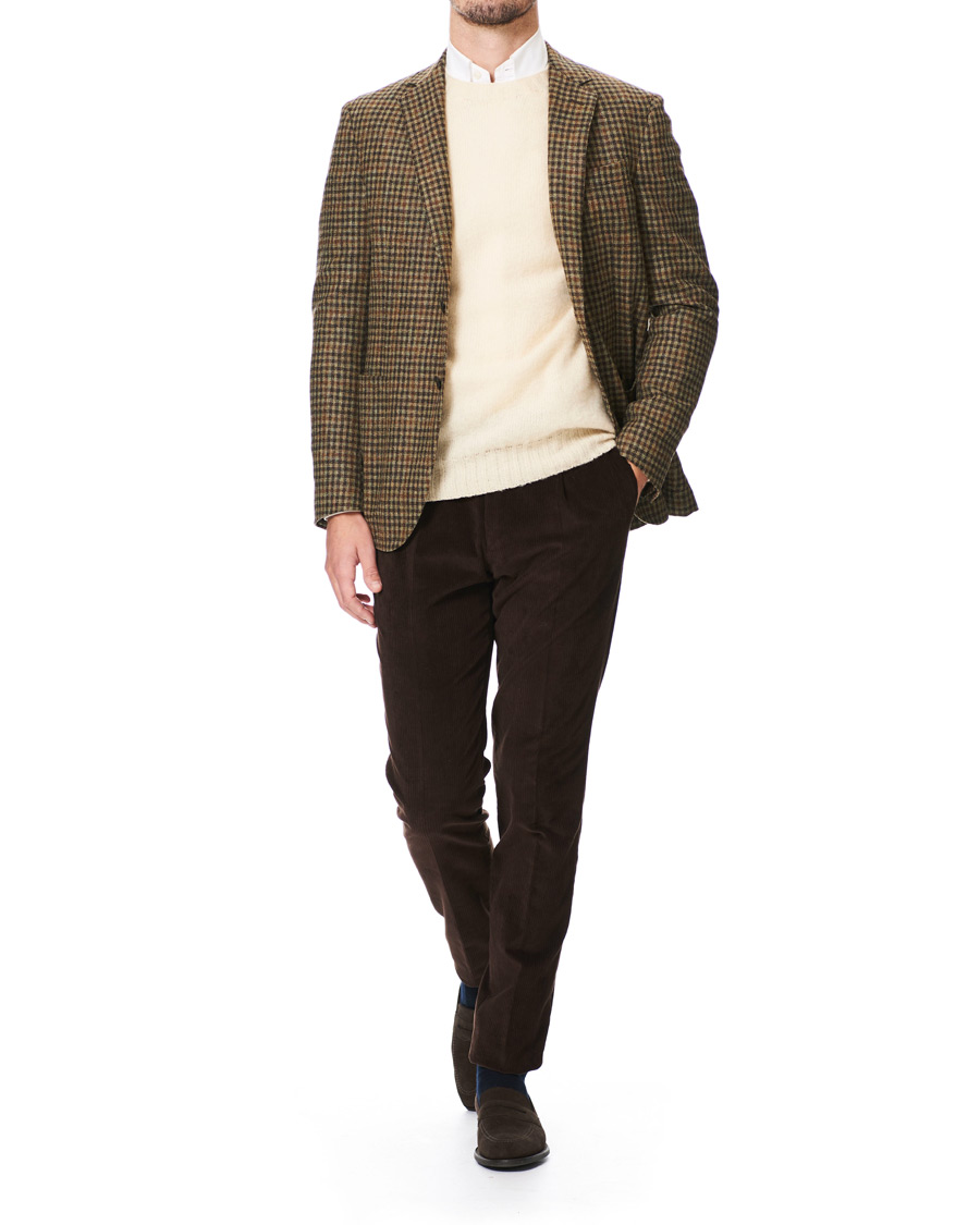 Herre | Gensere | Drake's | Brushed Shetland Wool Crew Neck Cream
