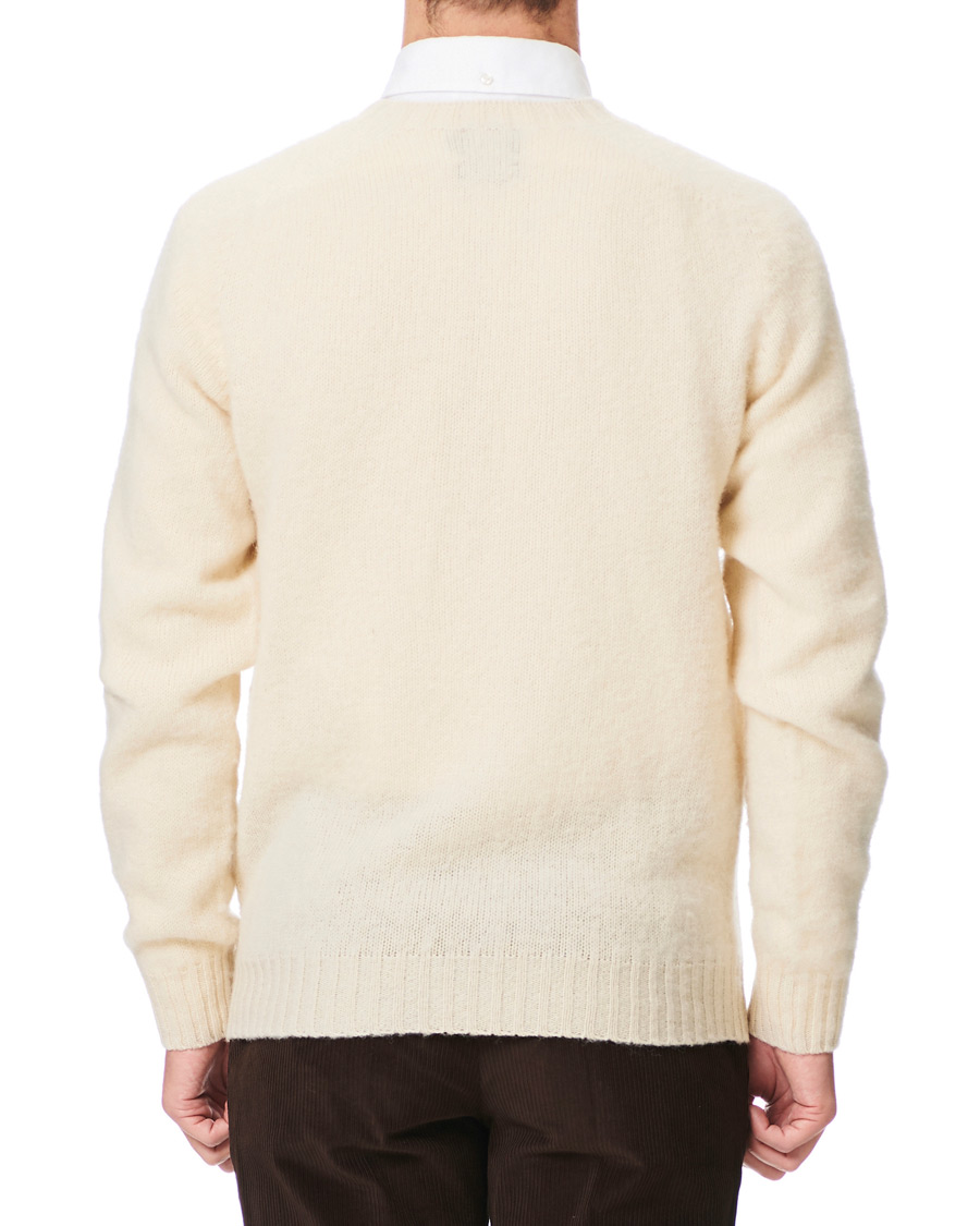 Herre | Gensere | Drake's | Brushed Shetland Wool Crew Neck Cream
