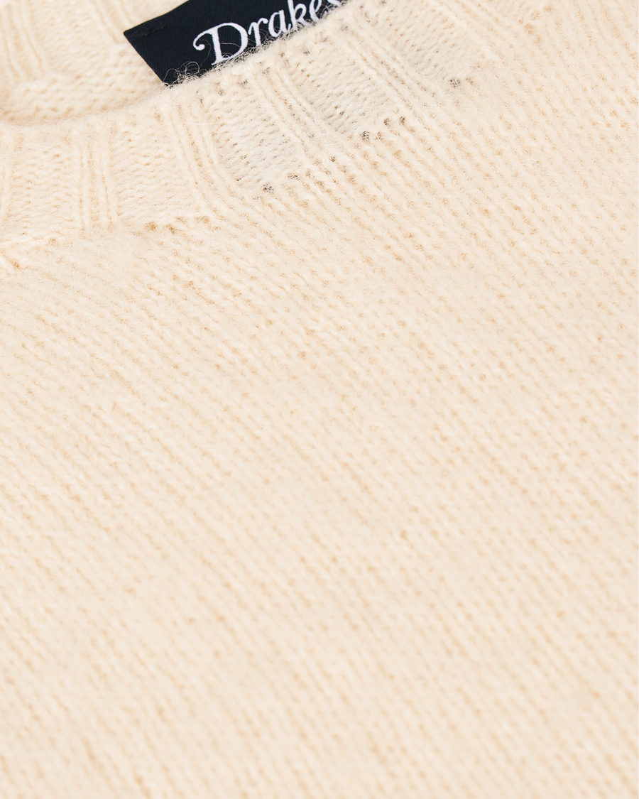 Herre | Gensere | Drake's | Brushed Shetland Wool Crew Neck Cream