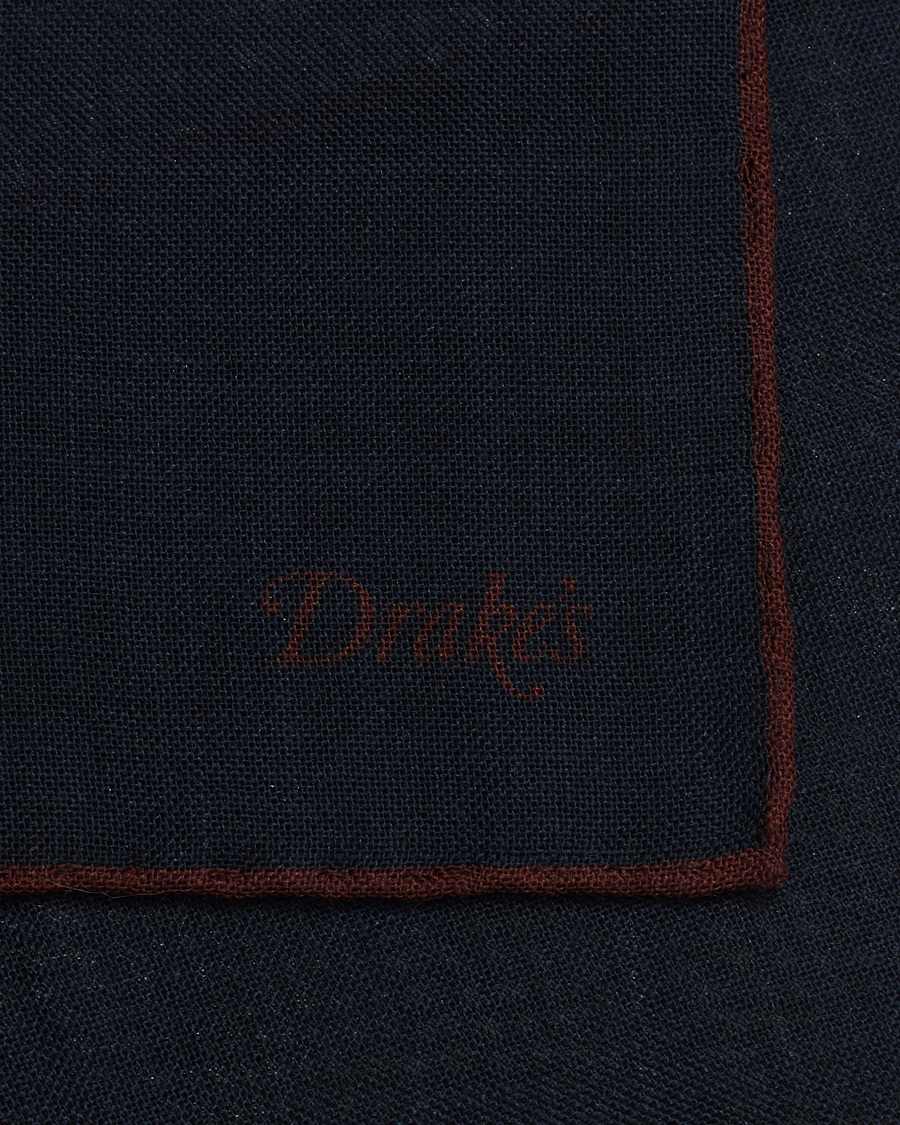 Herre | Drake's Plain Wool/Silk Pocket Square Navy | Drake's | Plain Wool/Silk Pocket Square Navy
