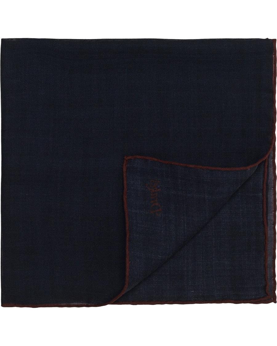 Herre | Drake's Plain Wool/Silk Pocket Square Navy | Drake's | Plain Wool/Silk Pocket Square Navy