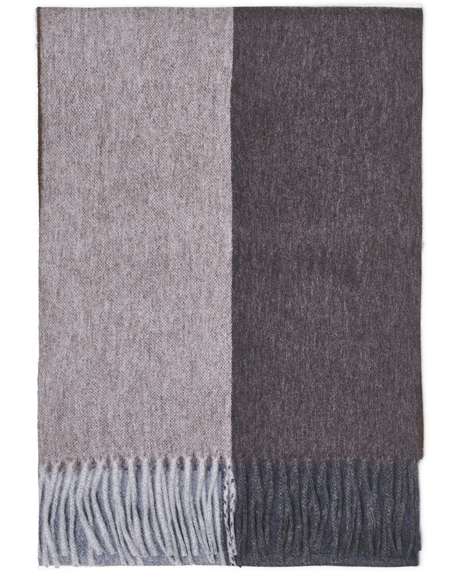 Herre | Drake's Lambswool/Angora Block Check Scarf Brown/Blue | Drake's | Lambswool/Angora Block Check Scarf Brown/Blue