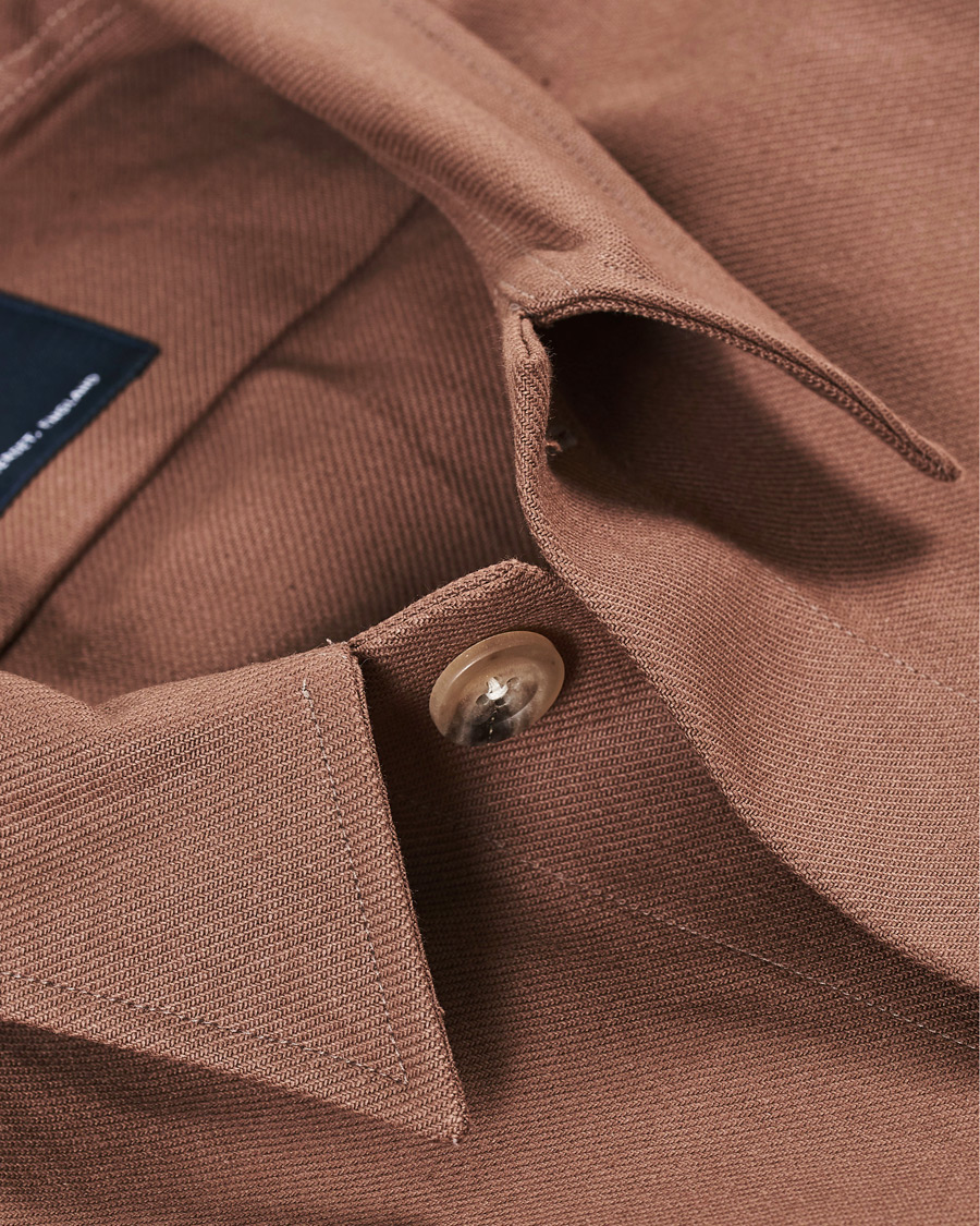 Herre | Skjorter | Drake's | Solid Twill Overshirt Brown