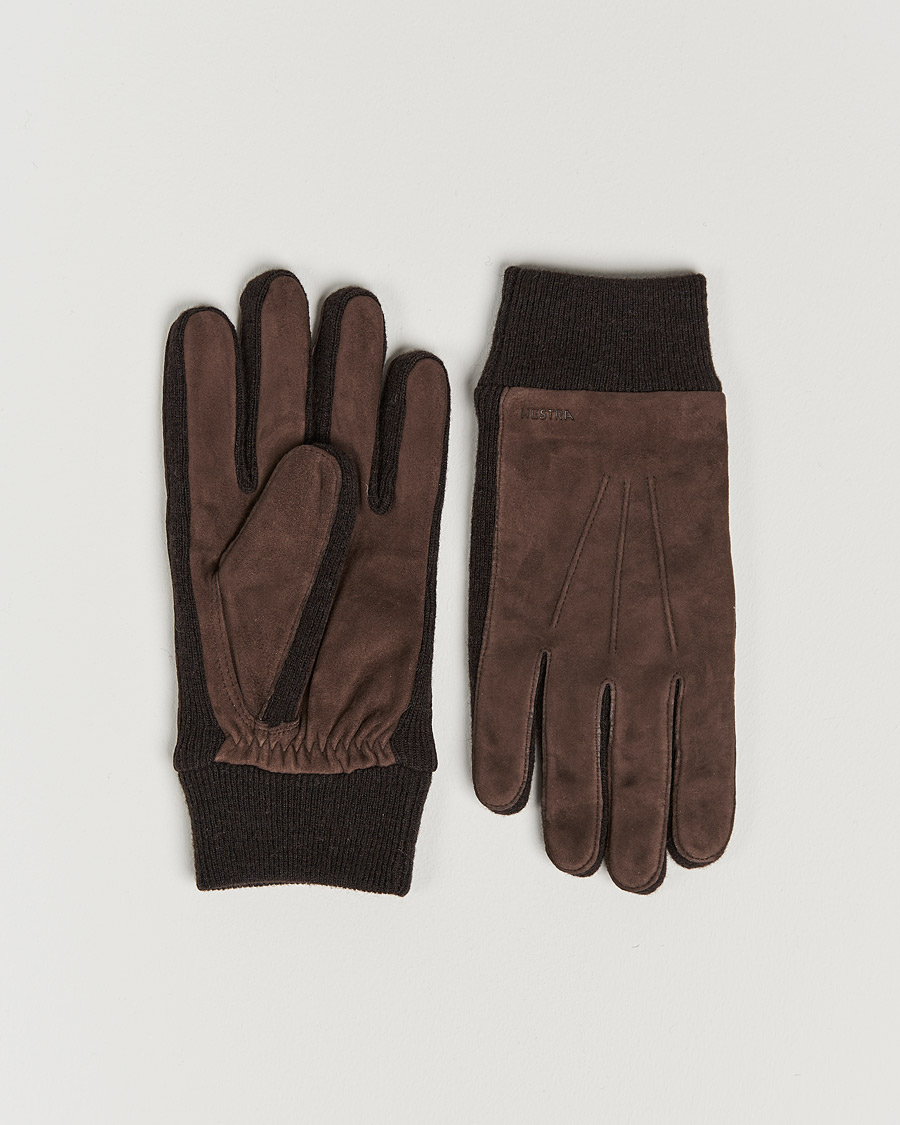 Herre | Hansker | Hestra | Geoffery Suede Wool Tricot Glove Espresso
