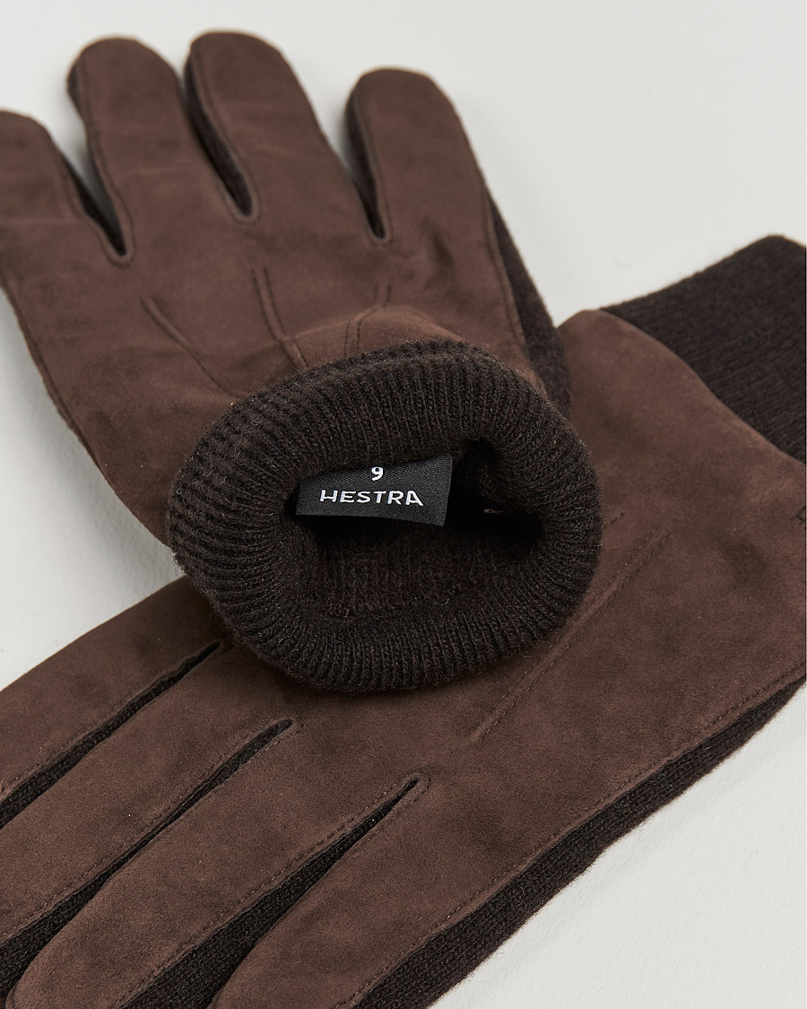 Herre | Varmende tilbehør | Hestra | Geoffery Suede Wool Tricot Glove Espresso