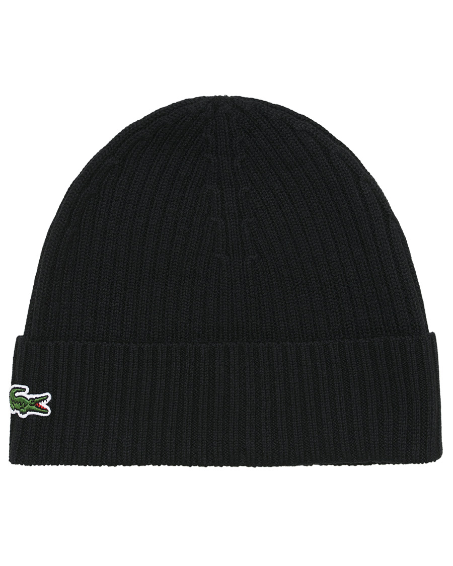 Herre | Lacoste Knitted Beanie Noir | Lacoste | Knitted Beanie Noir
