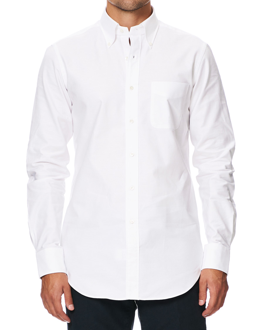 Herre | Skjorter | Kamakura Shirts | Slim Fit Oxford Button Down Shirt White