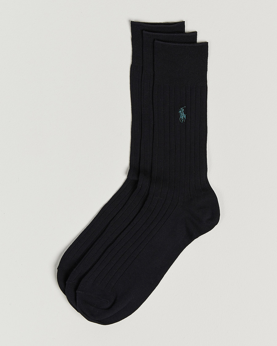 Herre | Undertøy | Polo Ralph Lauren | 3-Pack Egyptian Rib Crew Socks Black