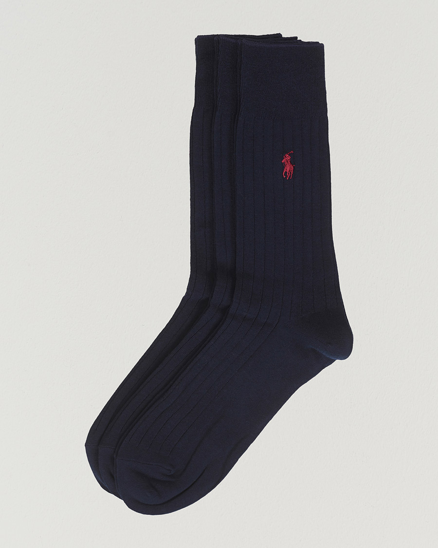 Herre | Undertøy | Polo Ralph Lauren | 3-Pack Egyptian Rib Crew Socks Navy