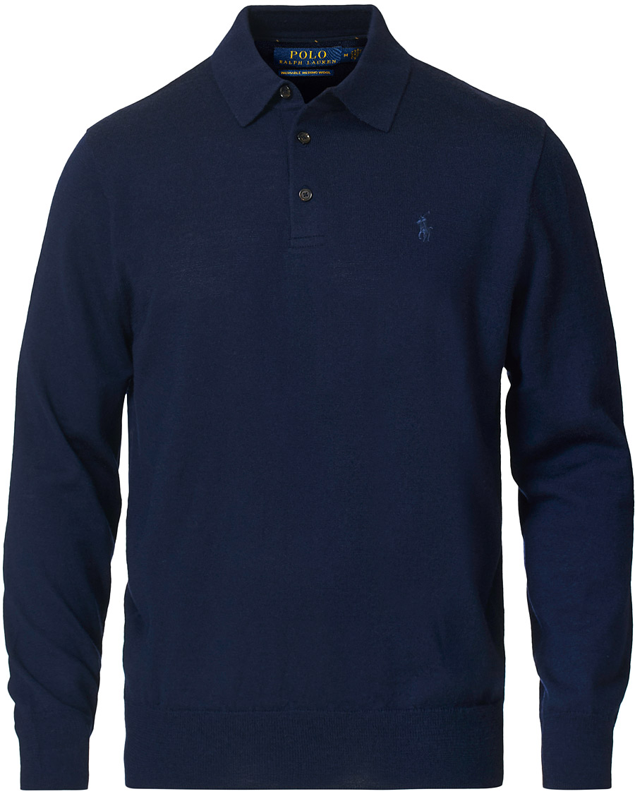 Herre | Gensere | Polo Ralph Lauren | Merino Knitted Polo Hunter Navy