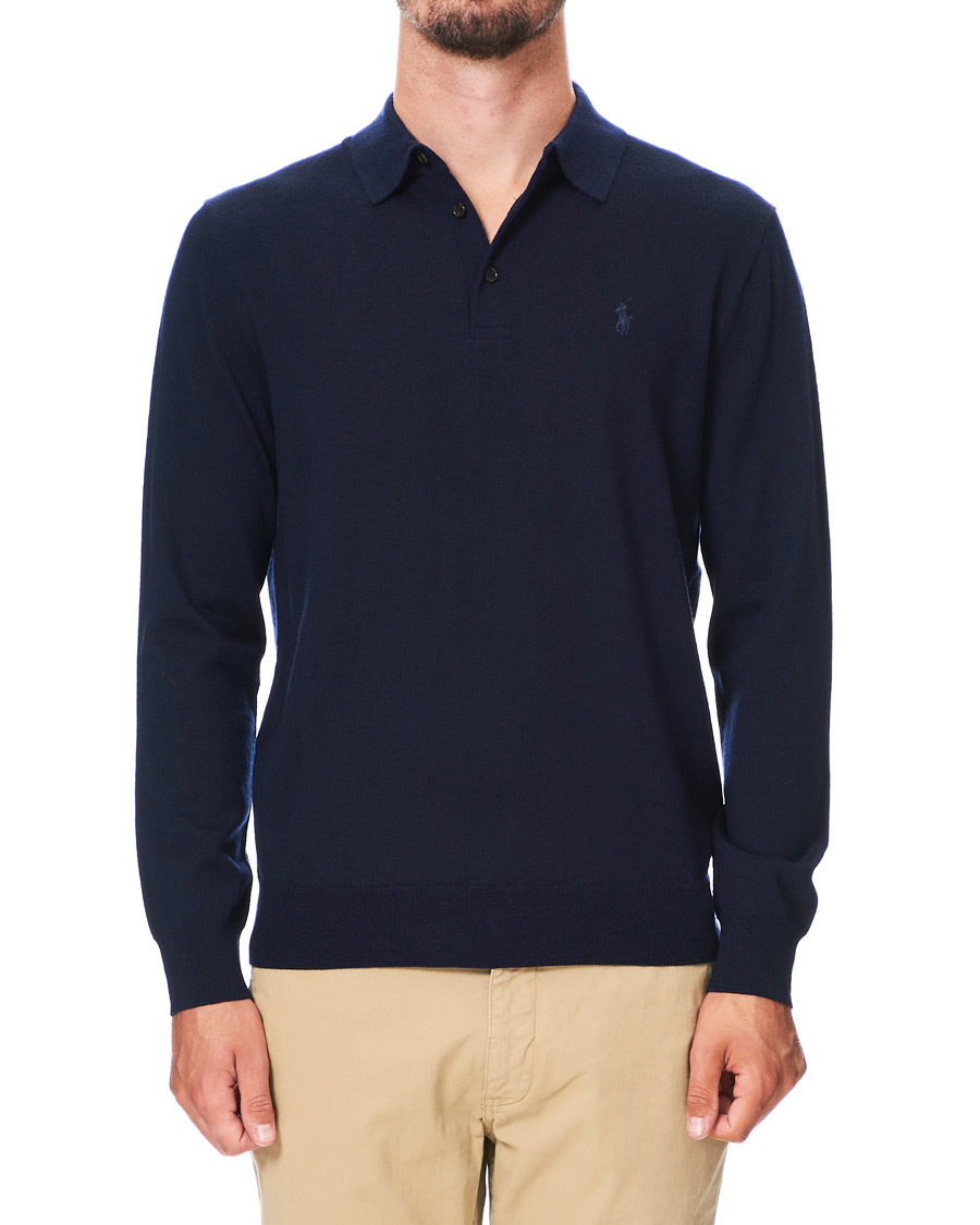 Herre | Gensere | Polo Ralph Lauren | Merino Knitted Polo Hunter Navy