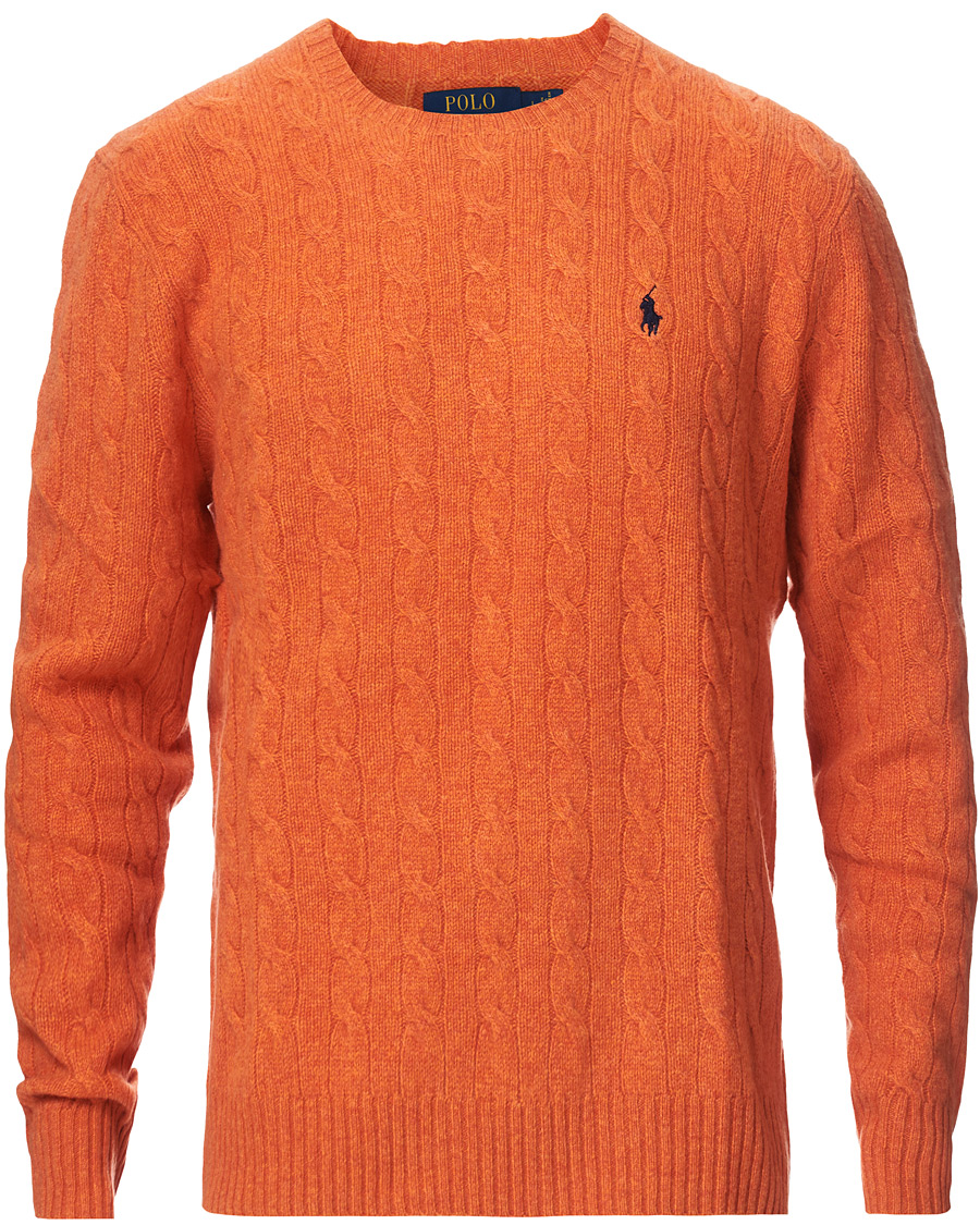 Herre | Gensere | Polo Ralph Lauren | Wool/Cashmere Cable Crew Neck Pullover Orange Heather