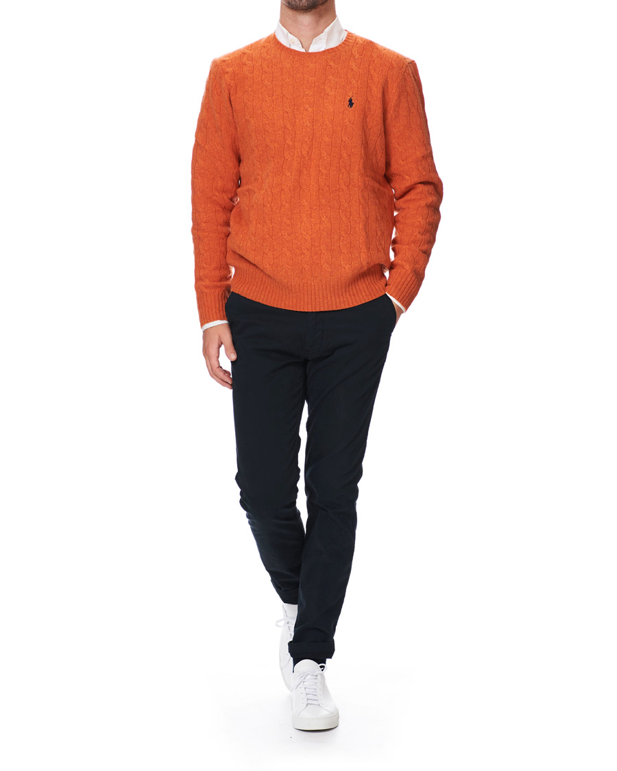 Herre | Gensere | Polo Ralph Lauren | Wool/Cashmere Cable Crew Neck Pullover Orange Heather