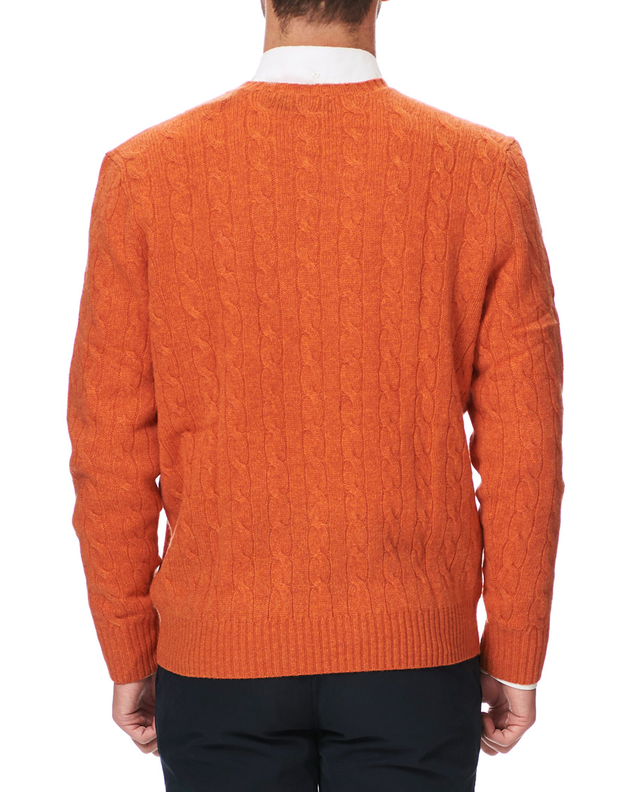 Herre | Gensere | Polo Ralph Lauren | Wool/Cashmere Cable Crew Neck Pullover Orange Heather