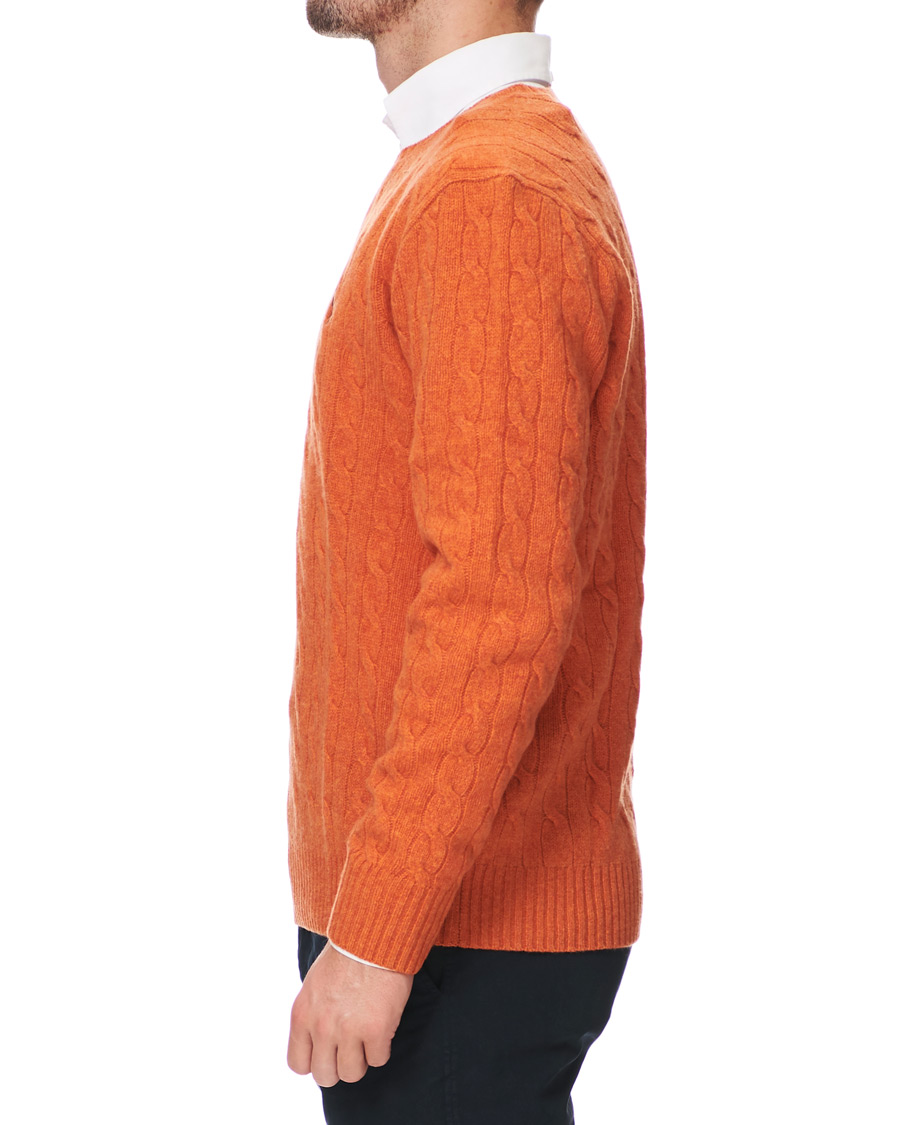Herre | Gensere | Polo Ralph Lauren | Wool/Cashmere Cable Crew Neck Pullover Orange Heather