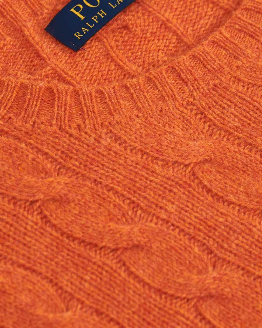 Herre | Gensere | Polo Ralph Lauren | Wool/Cashmere Cable Crew Neck Pullover Orange Heather