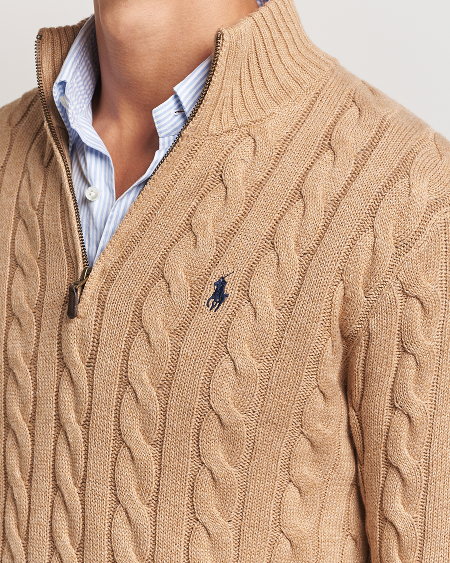 Herre | Gensere | Polo Ralph Lauren | Cotton Cable Half Zip Camel Melange