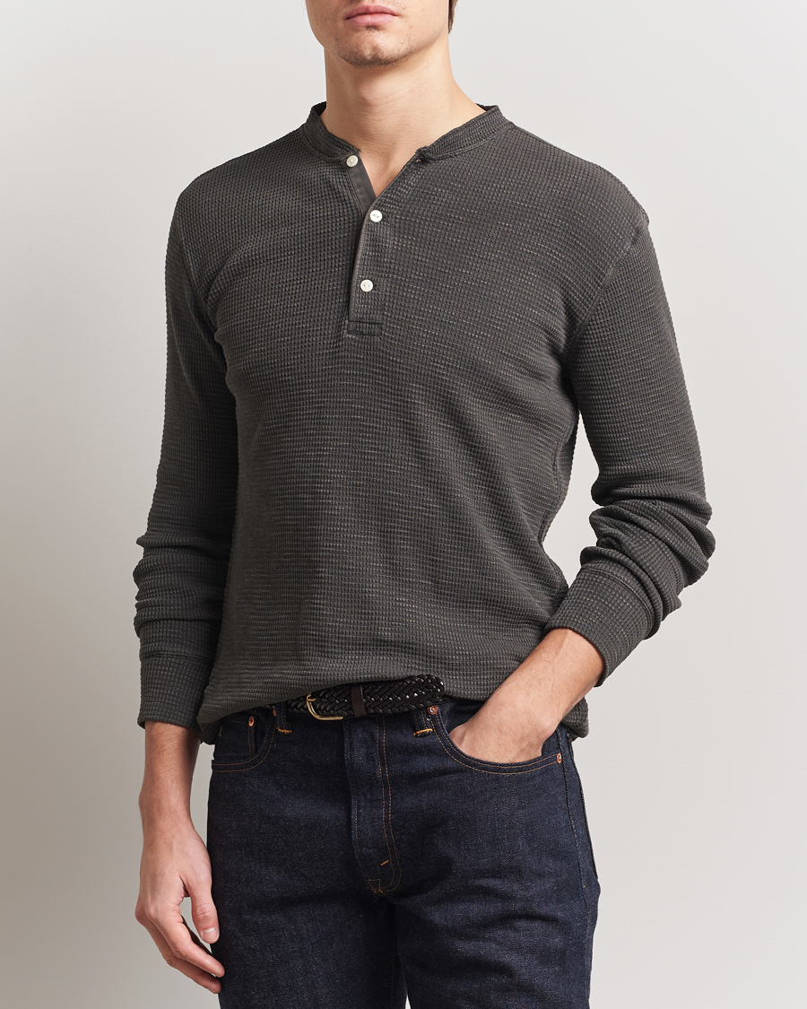 Herre | Gensere | RRL | Long Sleeve Henley Faded Black