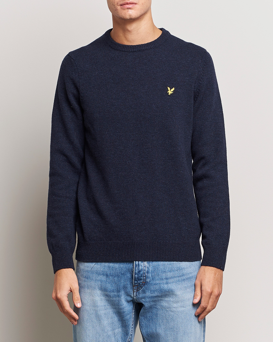Herre | Gensere | Lyle & Scott | Lambswool Crew Neck Pullover Dark Navy Marl