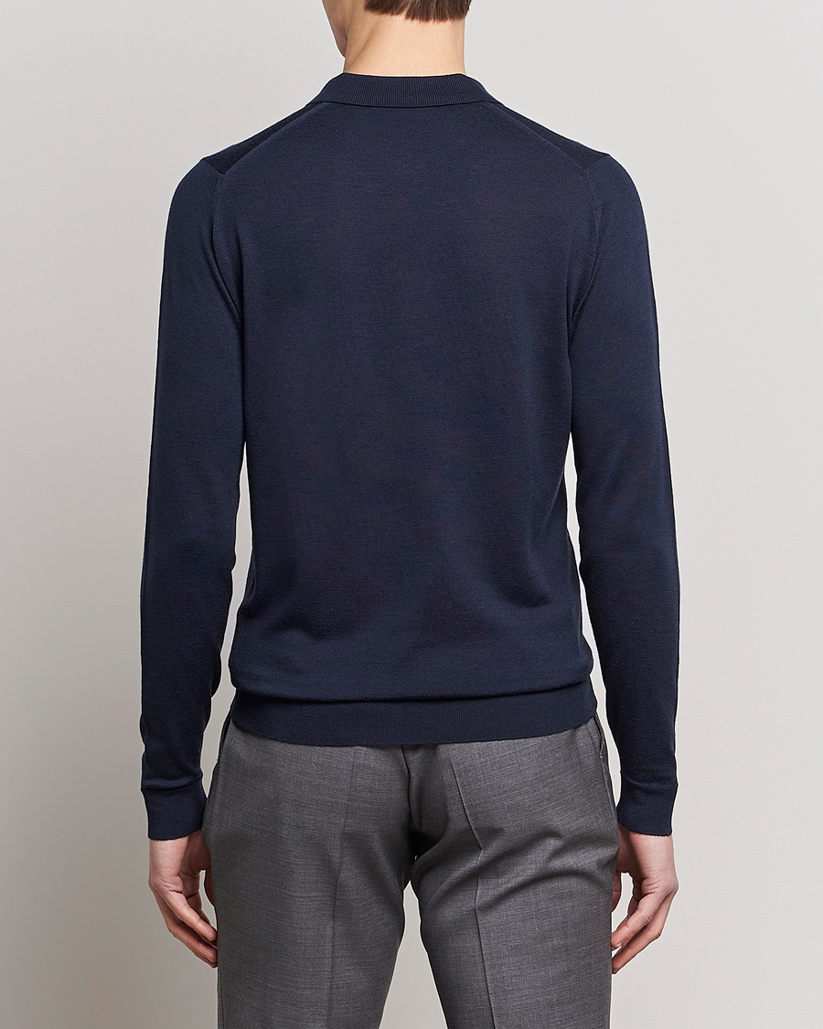 Herre | Gensere | John Smedley | Belper Extra Fine Merino Polo Pullover Midnight