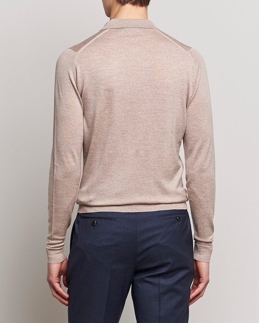Herre | Gensere | John Smedley | Belper Extra Fine Merino Polo Pullover Soft Fawn